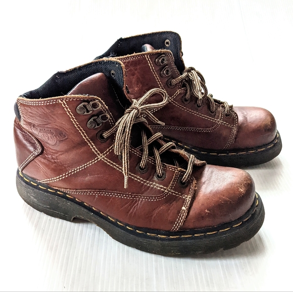 DOC MARTENS 8A07 high top brown leather chunky lace-up boots